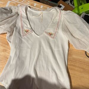 Anthro top with Floral Embroidery